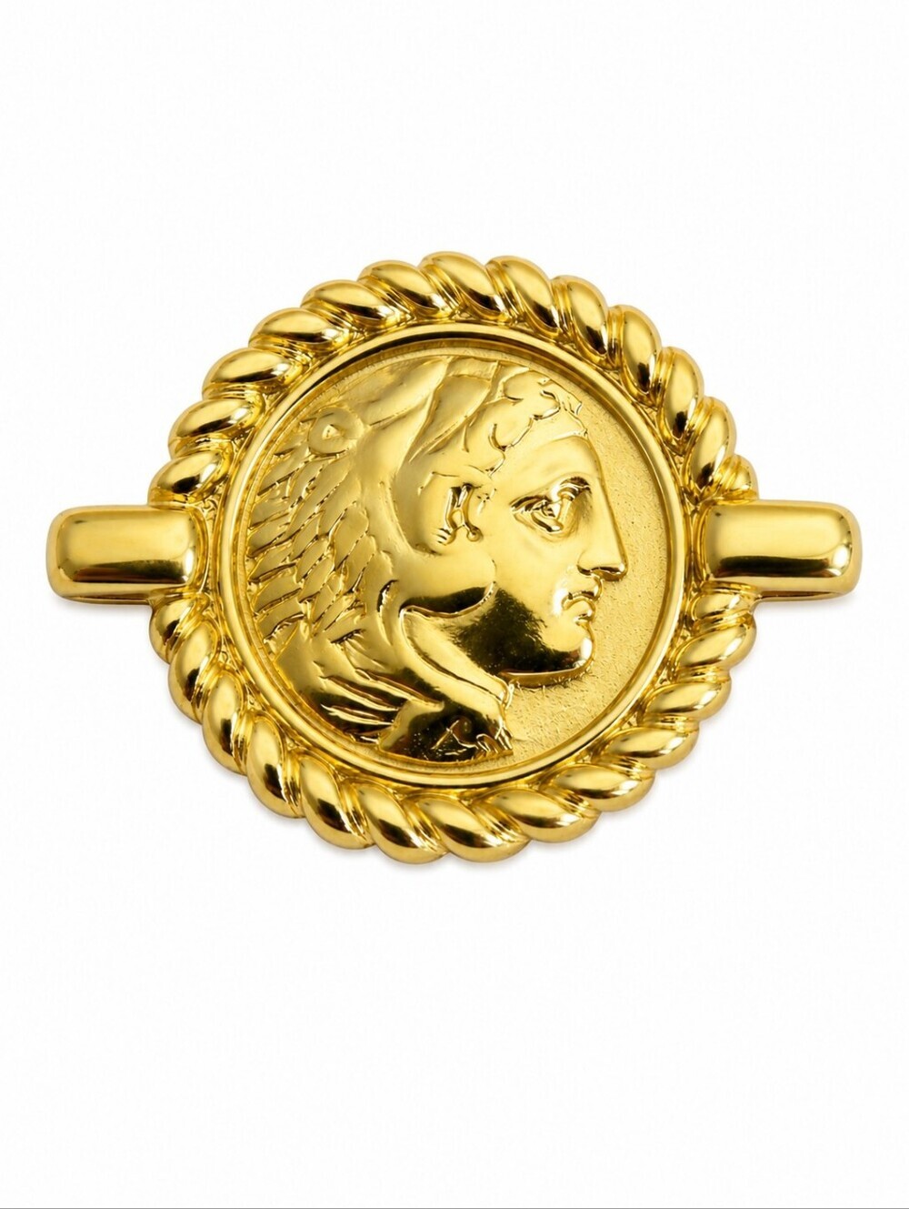 VTG MONET Fashion Guru Italian Roman Julius Caesar Goldtone Brooch Pin